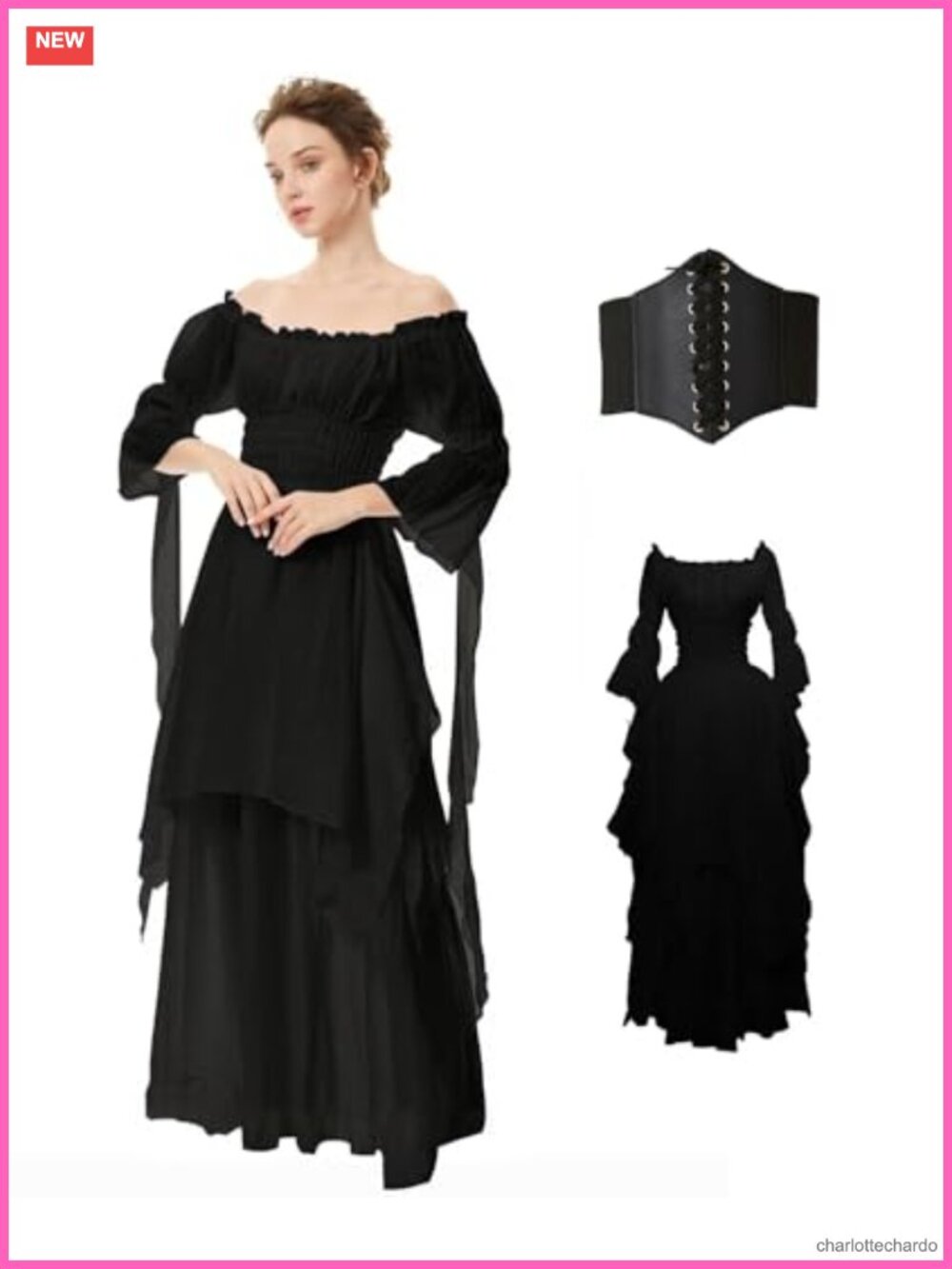 Women Renaissance Gothic Victorian Dress Halloween Costume Long Sleeve
